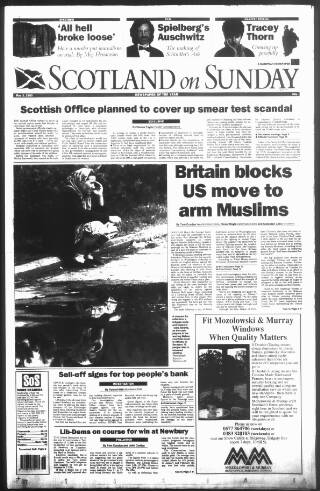cover page of Scotland on Sunday published on May 2, 1993