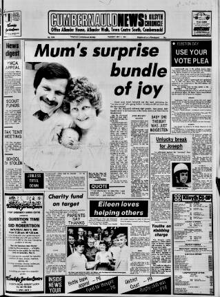 cover page of Cumbernauld News published on May 3, 1984