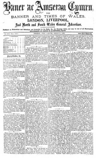 cover page of Baner ac Amserau Cymru published on June 3, 1876
