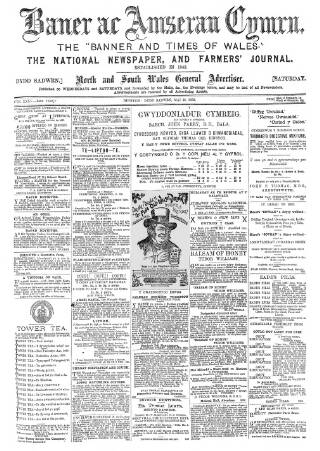 cover page of Baner ac Amserau Cymru published on May 28, 1892
