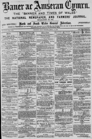 cover page of Baner ac Amserau Cymru published on April 19, 1893