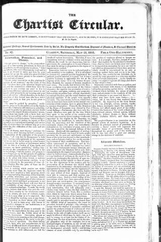 cover page of Chartist Circular published on May 22, 1841