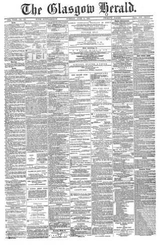 cover page of Glasgow Herald published on June 2, 1891