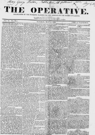 cover page of The Operative published on May 5, 1839