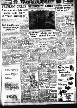 cover page of Western Mail published on November 29, 1950