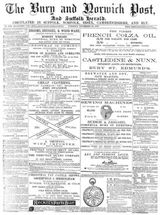 cover page of Bury and Norwich Post published on November 28, 1876
