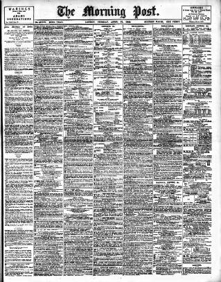 cover page of Morning Post published on April 27, 1909
