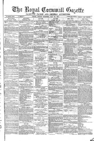 cover page of Royal Cornwall Gazette published on May 18, 1877