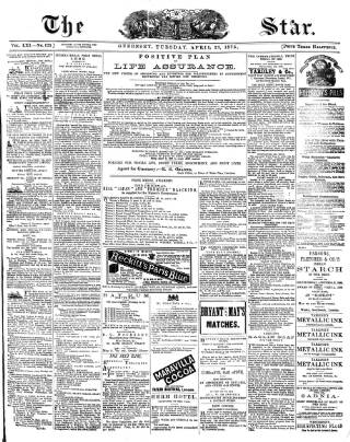 cover page of The Star published on April 27, 1875