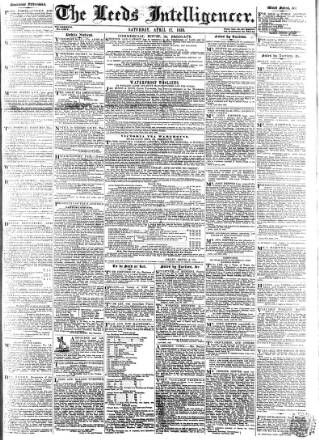 cover page of Leeds Intelligencer published on April 27, 1839