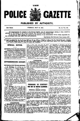 cover page of Police Gazette published on May 30, 1916
