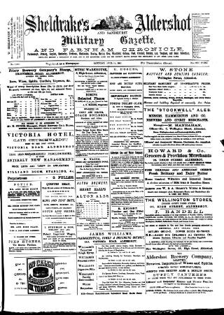 cover page of Aldershot Military Gazette published on April 18, 1885