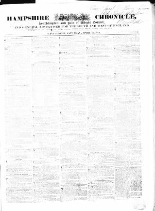 cover page of Hampshire Chronicle published on April 19, 1856