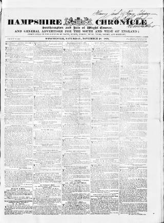 cover page of Hampshire Chronicle published on November 28, 1868