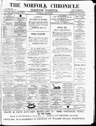 cover page of Norfolk Chronicle published on April 20, 1872