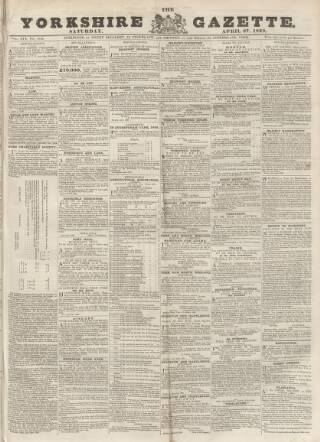 cover page of Yorkshire Gazette published on April 27, 1839