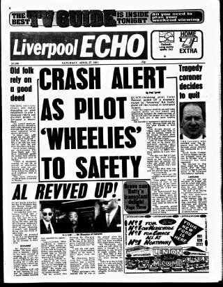cover page of Liverpool Echo published on April 27, 1991