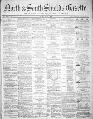 cover page of North & South Shields Gazette and Northumberland and Durham Advertiser published on June 2, 1854