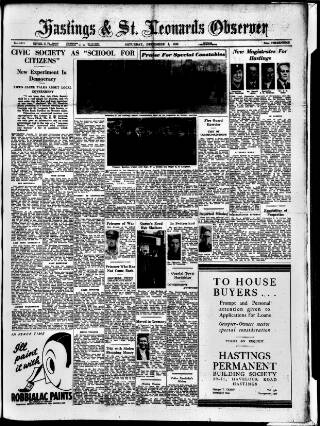 cover page of Hastings and St Leonards Observer published on December 4, 1943