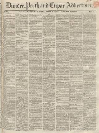 cover page of Dundee, Perth, and Cupar Advertiser published on May 22, 1849