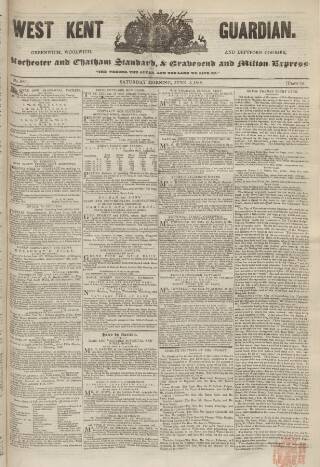 cover page of West Kent Guardian published on June 3, 1848