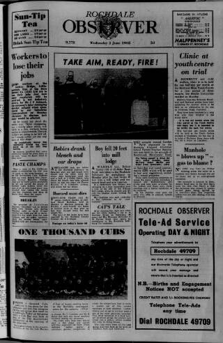 cover page of Rochdale Observer published on June 2, 1965