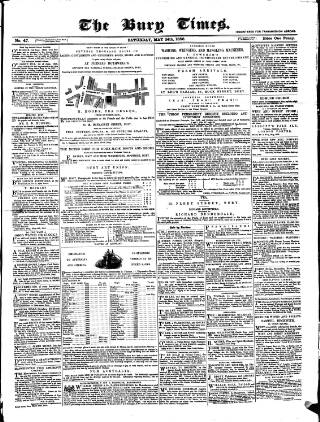 cover page of Bury Times published on May 24, 1856