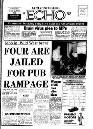 cover page of Gloucestershire Echo published on April 26, 1986