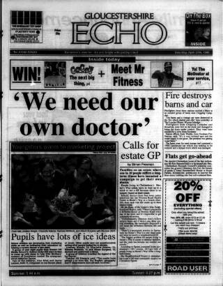 cover page of Gloucestershire Echo published on April 27, 1996