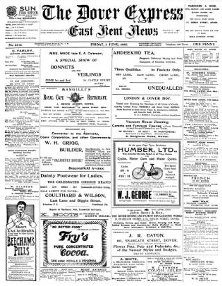 cover page of Dover Express published on June 2, 1905