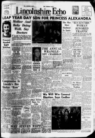 cover page of Lincolnshire Echo published on February 29, 1964