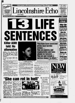 cover page of Lincolnshire Echo published on May 28, 1993