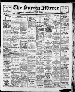 cover page of Surrey Mirror published on July 1, 1921