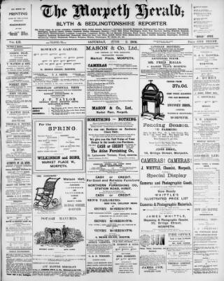 cover page of Morpeth Herald published on June 2, 1906