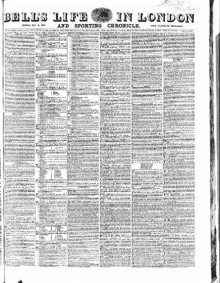 cover page of Bell's Life in London and Sporting Chronicle published on May 29, 1859