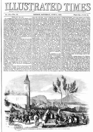 cover page of Illustrated Times published on June 2, 1860