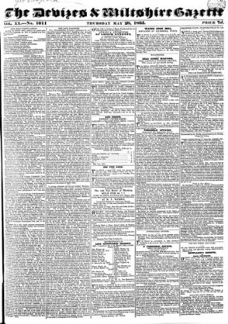 cover page of Devizes and Wiltshire Gazette published on May 28, 1835
