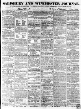 cover page of Salisbury and Winchester Journal published on April 17, 1858