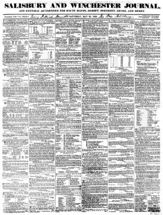 cover page of Salisbury and Winchester Journal published on May 28, 1859
