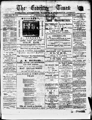 cover page of Coventry Times published on April 26, 1876