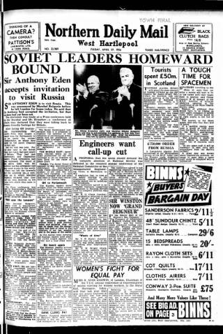 cover page of Hartlepool Northern Daily Mail published on April 27, 1956