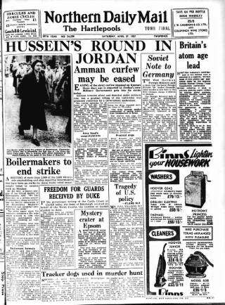 cover page of Hartlepool Northern Daily Mail published on April 27, 1957