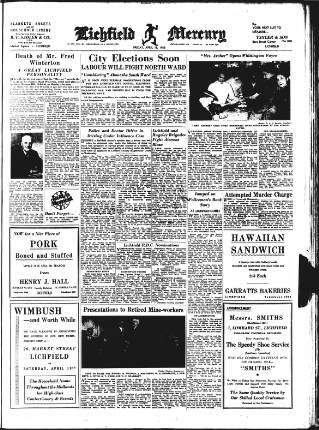 cover page of Lichfield Mercury published on April 18, 1958