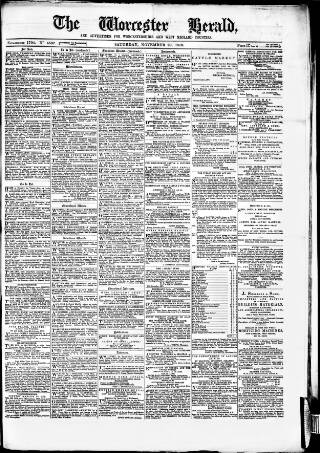 cover page of Worcester Herald published on November 29, 1879