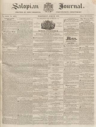 cover page of Salopian Journal published on June 10, 1835