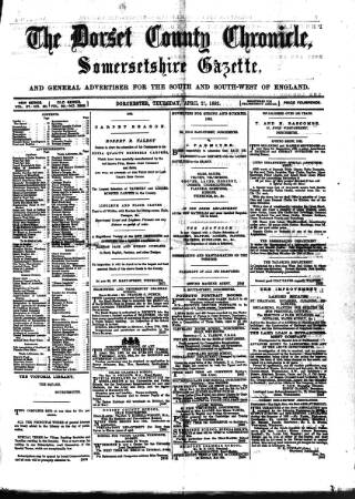 cover page of Dorset County Chronicle published on April 27, 1882