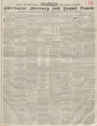 cover page of Sherborne Mercury published on February 20, 1855