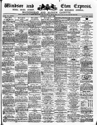 cover page of Windsor and Eton Express published on June 2, 1888