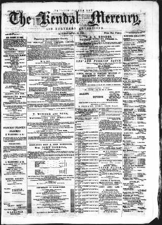cover page of Kendal Mercury published on April 27, 1878