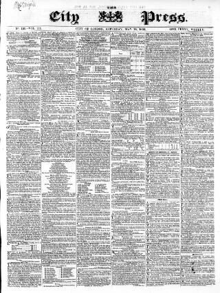 cover page of London City Press published on May 19, 1860